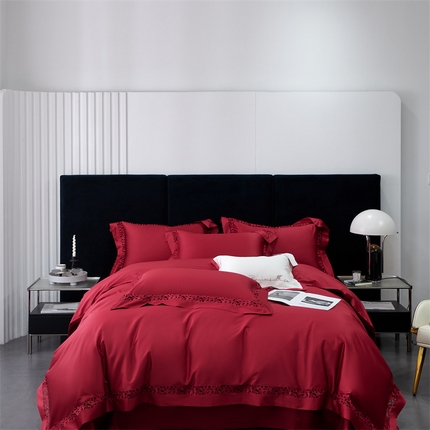 时亿家居 2023新款克拉系列120支匹马棉四件套 克拉 可可红