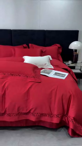 91家纺网 家纺一手货源 找家纺 时亿家居 2023新款克拉系列120支匹马棉四件套 克拉 可可红