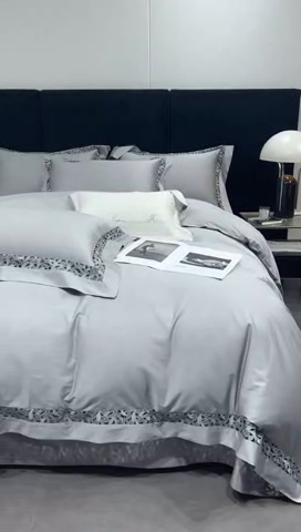 91家纺网 家纺一手货源 找家纺 时亿家居 2023新款克拉系列120支匹马棉四件套 克拉 银河灰