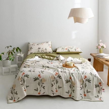 亚龙2023新款A类母婴级双层纱棉麻手包边夏被四件套 乔凝