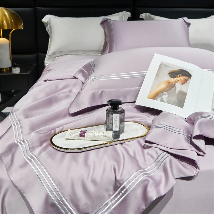 91家纺网 家纺一手货源 找家纺 榻尚家居 2023新款TS80LF纯色天丝莱赛尔天丝夏被四件套 格调 晶紫 夏被四件套