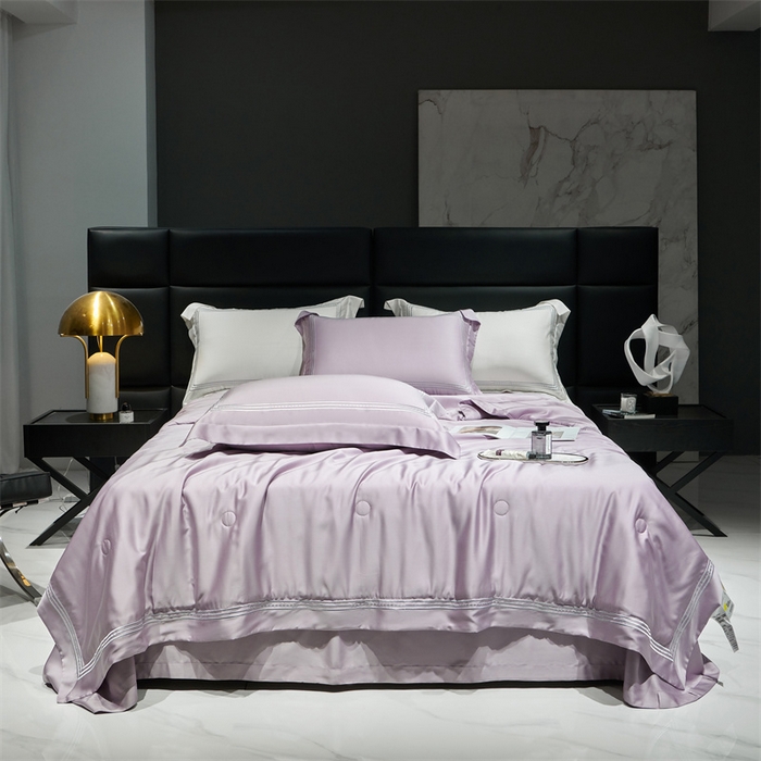 91家纺网 家纺一手货源 找家纺 榻尚家居 2023新款TS80LF纯色天丝莱赛尔天丝夏被四件套 格调 晶紫 夏被四件套