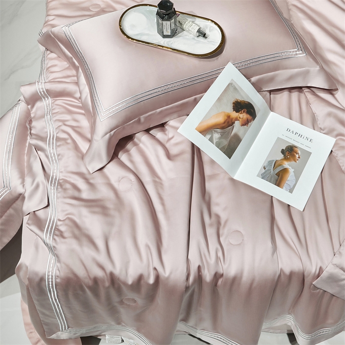 91家纺网 家纺一手货源 找家纺 榻尚家居 2023新款TS80LF纯色天丝莱赛尔天丝夏被四件套 格调 奶芋 夏被四件套