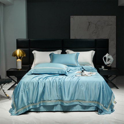 91家纺网 家纺一手货源 找家纺 （总）榻尚家居 2023新款TS80LF纯色天丝莱赛尔天丝夏被四件套