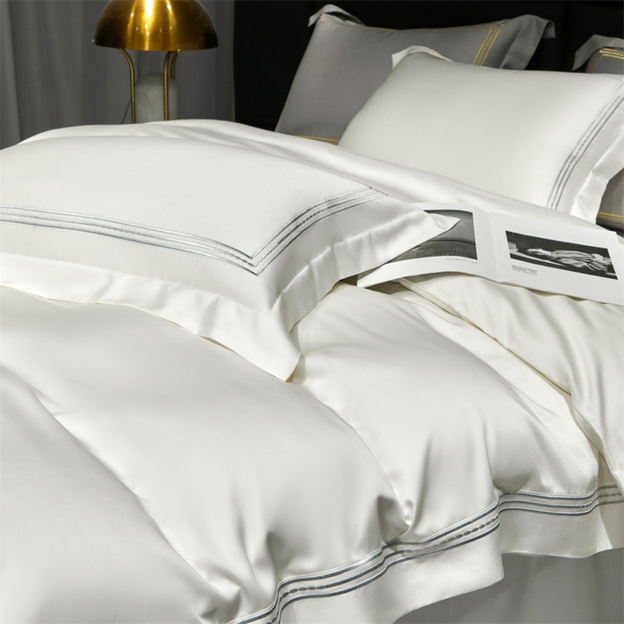 91家纺网 家纺一手货源 找家纺 榻尚家居2023新款 TS80LF天丝奥地利莱赛尔天丝四件套 格调 贵白