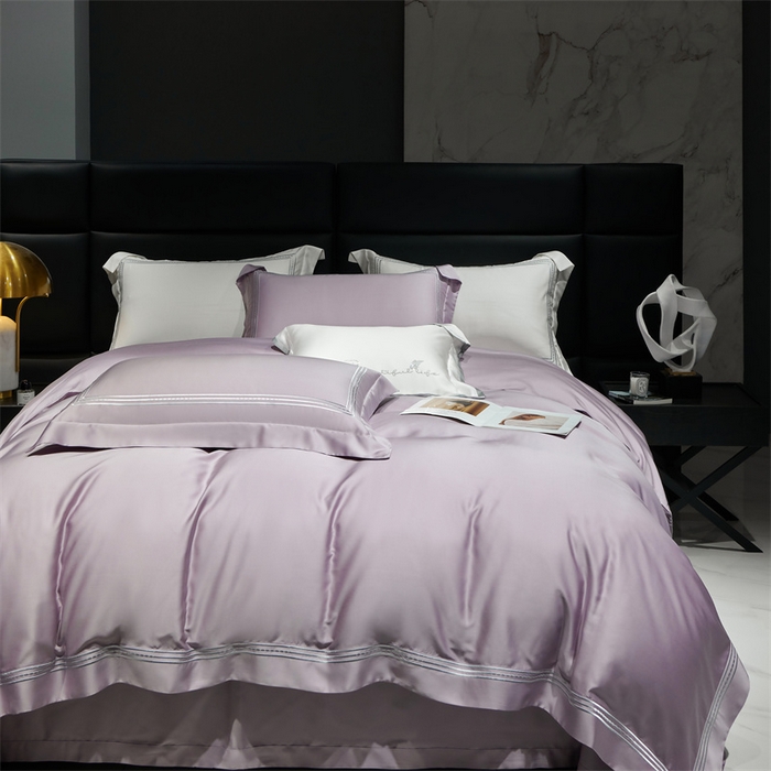 91家纺网 家纺一手货源 找家纺 榻尚家居2023新款 TS80LF天丝奥地利莱赛尔天丝四件套 格调 晶紫