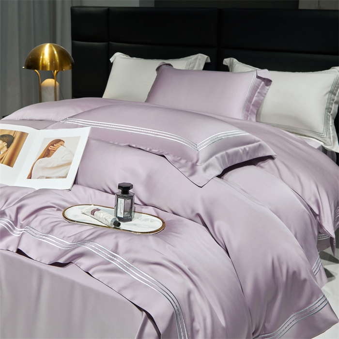 91家纺网 家纺一手货源 找家纺 榻尚家居2023新款 TS80LF天丝奥地利莱赛尔天丝四件套 格调 晶紫