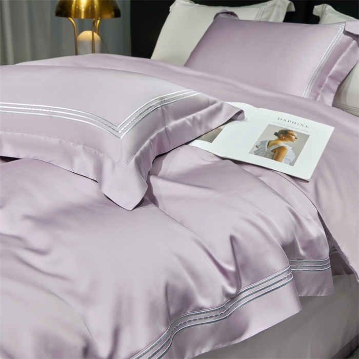 91家纺网 家纺一手货源 找家纺 榻尚家居2023新款 TS80LF天丝奥地利莱赛尔天丝四件套 格调 晶紫