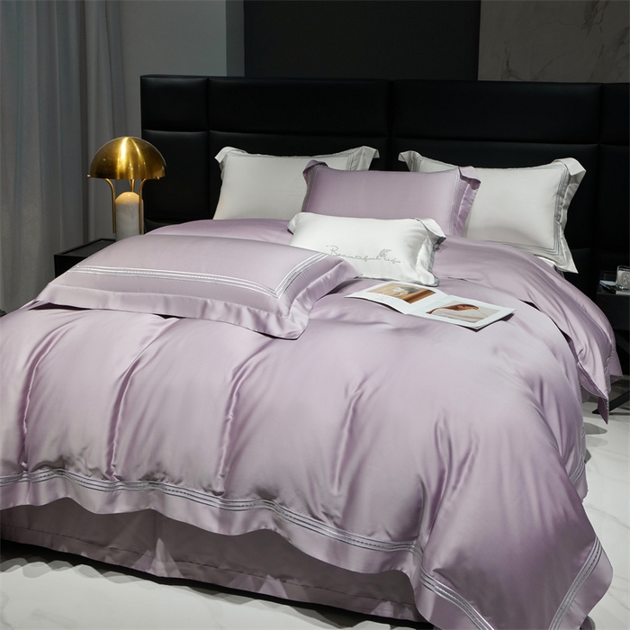 91家纺网 家纺一手货源 找家纺 榻尚家居2023新款 TS80LF天丝奥地利莱赛尔天丝四件套 格调 晶紫