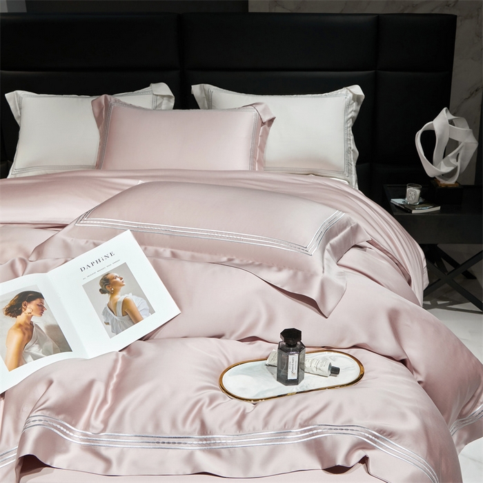 91家纺网 家纺一手货源 找家纺 榻尚家居2023新款 TS80LF天丝奥地利莱赛尔天丝四件套 格调 奶芋