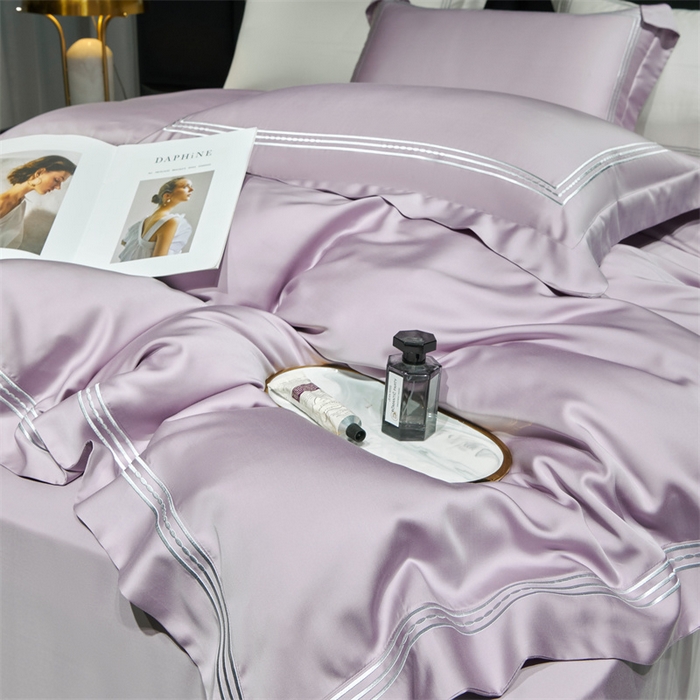 91家纺网 家纺一手货源 找家纺 榻尚家居2023新款 TS80LF天丝奥地利莱赛尔天丝四件套 格调 晶紫