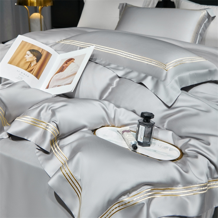 91家纺网 家纺一手货源 找家纺 榻尚家居2023新款 TS80LF天丝奥地利莱赛尔天丝四件套 格调 雅灰