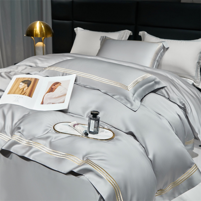 91家纺网 家纺一手货源 找家纺 榻尚家居2023新款 TS80LF天丝奥地利莱赛尔天丝四件套 格调 雅灰