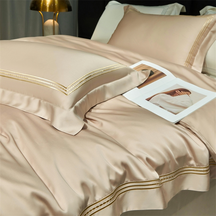 91家纺网 家纺一手货源 找家纺 榻尚家居2023新款 TS80LF天丝奥地利莱赛尔天丝四件套 格调 香槟