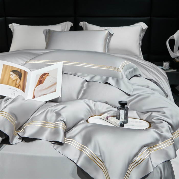 91家纺网 家纺一手货源 找家纺 榻尚家居2023新款 TS80LF天丝奥地利莱赛尔天丝四件套 格调 雅灰