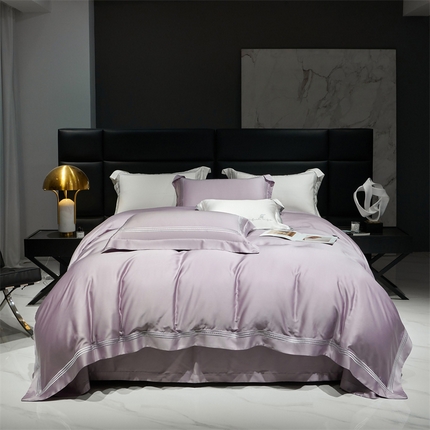 91家纺网 家纺一手货源 找家纺 榻尚家居2023新款 TS80LF天丝奥地利莱赛尔天丝四件套 格调 晶紫