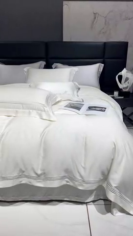 91家纺网 家纺一手货源 找家纺 榻尚家居2023新款 TS80LF天丝奥地利莱赛尔天丝四件套 格调 贵白