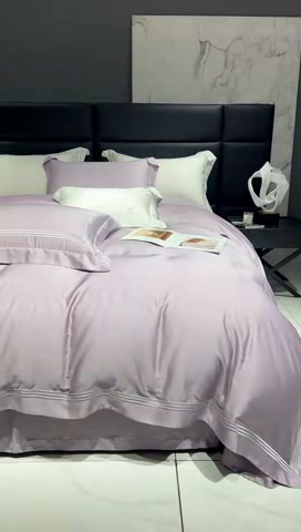 91家纺网 家纺一手货源 找家纺 榻尚家居2023新款 TS80LF天丝奥地利莱赛尔天丝四件套 格调 晶紫