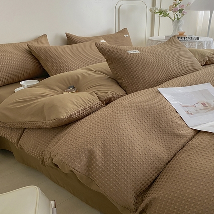 仟网汇 2023爆款华夫格-森语系列 四件套 驼色