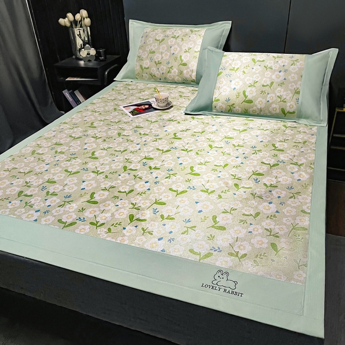 91家纺网 家纺一手货源 找家纺 慕尚家纺 2025新款冰藤席 小碎花