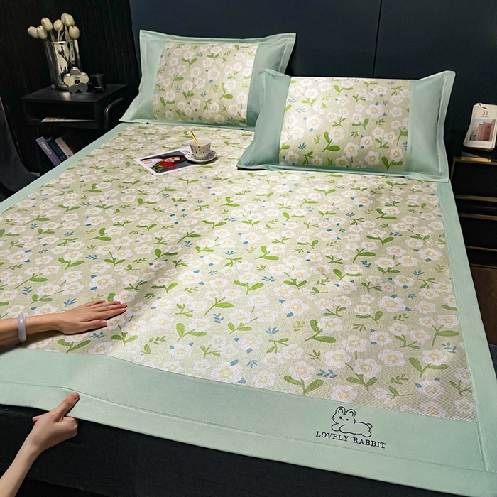 91家纺网 家纺一手货源 找家纺 慕尚家纺 2025新款冰藤席 小碎花