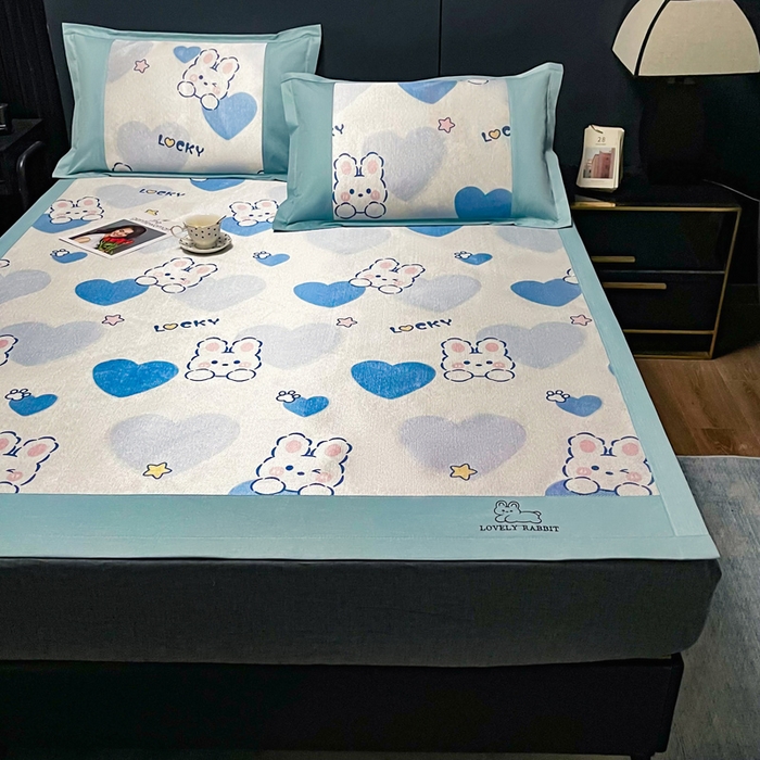 91家纺网 家纺一手货源 找家纺 慕尚家纺 2025新款冰藤席 欢乐兔