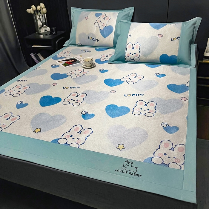 91家纺网 家纺一手货源 找家纺 慕尚家纺 2025新款冰藤席 欢乐兔