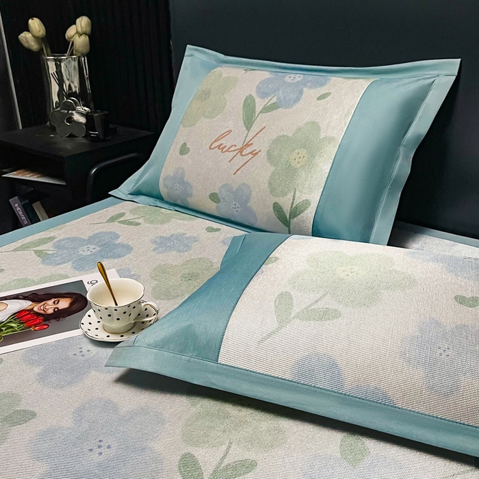 91家纺网 家纺一手货源 找家纺 慕尚家纺 2025新款冰藤席 清新花