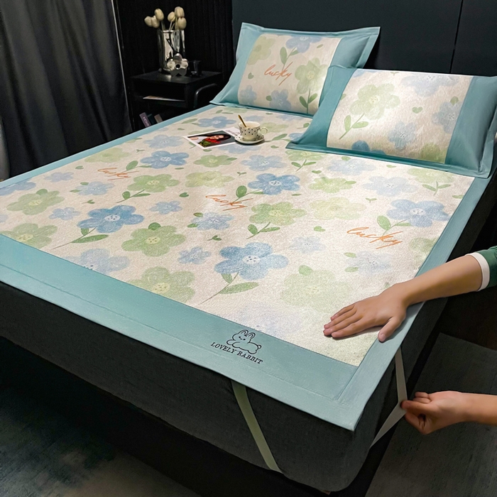 91家纺网 家纺一手货源 找家纺 慕尚家纺 2025新款冰藤席 清新花