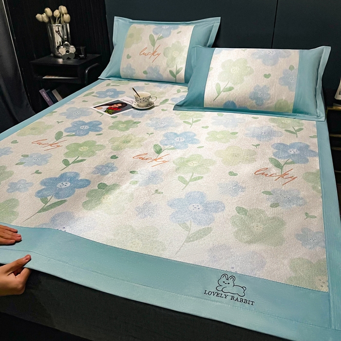 91家纺网 家纺一手货源 找家纺 慕尚家纺 2025新款冰藤席 清新花