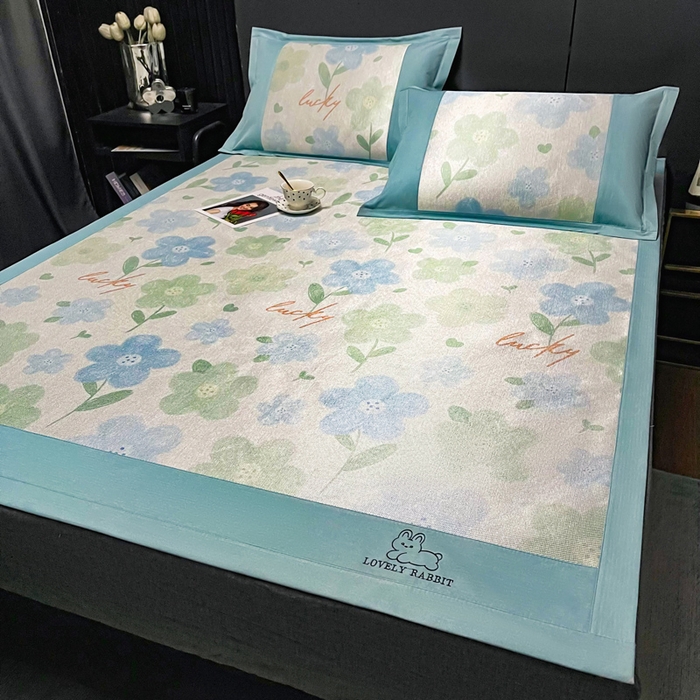 91家纺网 家纺一手货源 找家纺 慕尚家纺 2025新款冰藤席 清新花