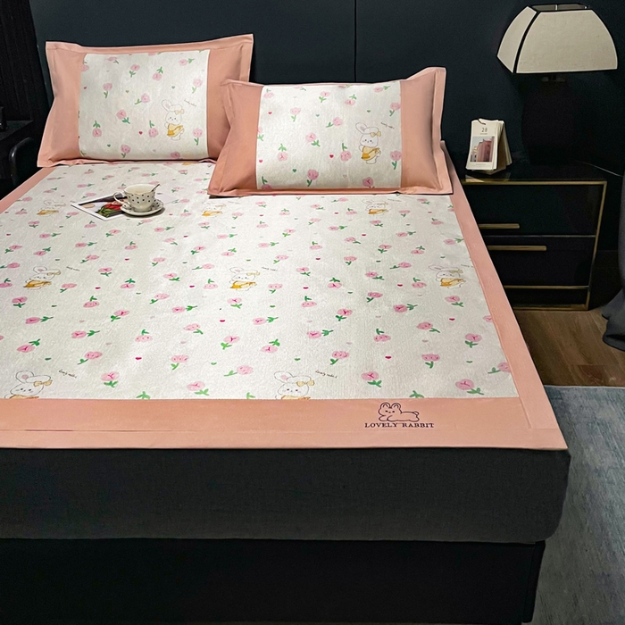 91家纺网 家纺一手货源 找家纺 慕尚家纺 2025新款冰藤席 花小兔