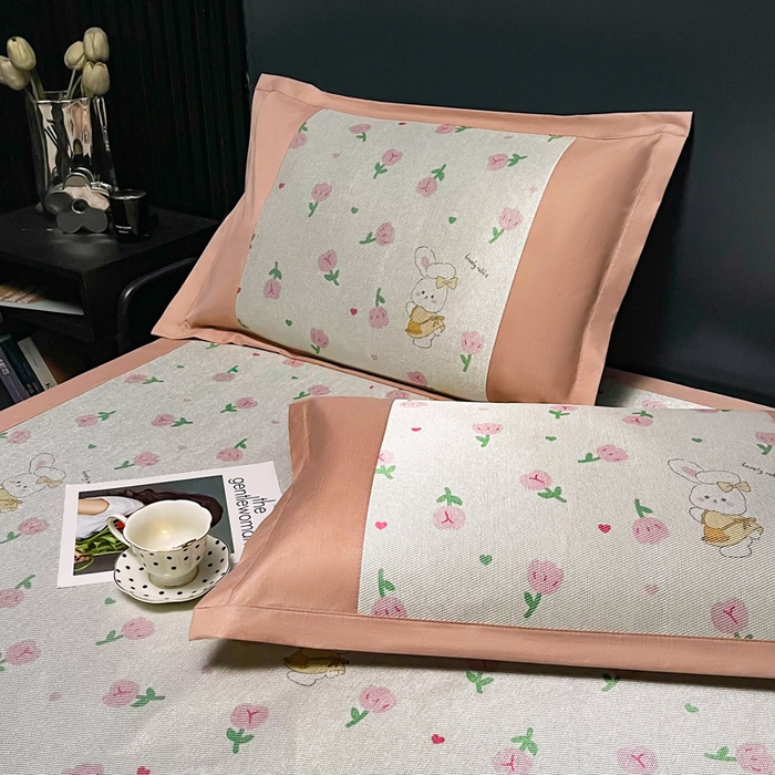 91家纺网 家纺一手货源 找家纺 慕尚家纺 2025新款冰藤席 花小兔