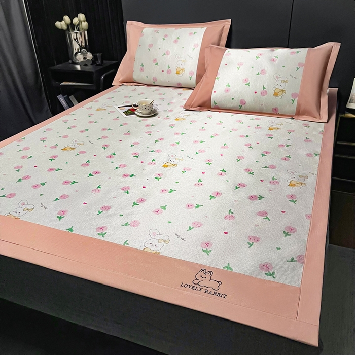 91家纺网 家纺一手货源 找家纺 慕尚家纺 2025新款冰藤席 花小兔