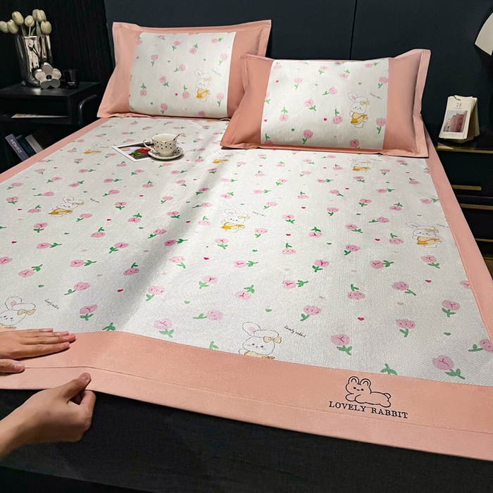 91家纺网 家纺一手货源 找家纺 慕尚家纺 2025新款冰藤席 花小兔