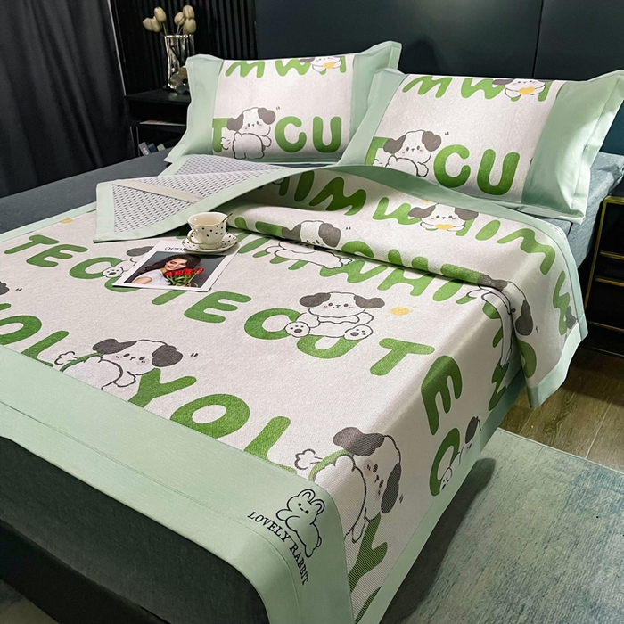 91家纺网 家纺一手货源 找家纺 慕尚家纺 2025新款冰藤席 调皮狗