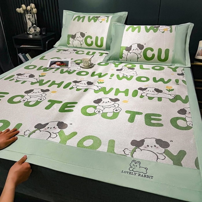 91家纺网 家纺一手货源 找家纺 慕尚家纺 2025新款冰藤席 调皮狗