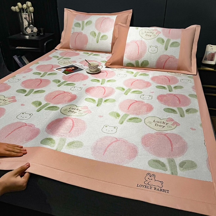 91家纺网 家纺一手货源 找家纺 慕尚家纺 2025新款冰藤席 花骨朵