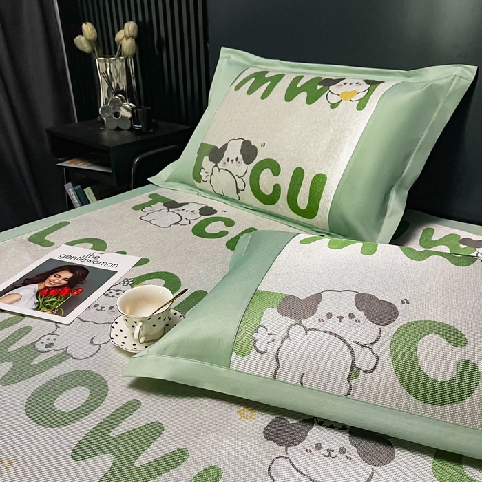 91家纺网 家纺一手货源 找家纺 慕尚家纺 2025新款冰藤席 调皮狗