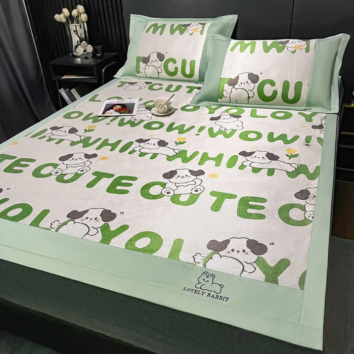 91家纺网 家纺一手货源 找家纺 慕尚家纺 2025新款冰藤席 调皮狗