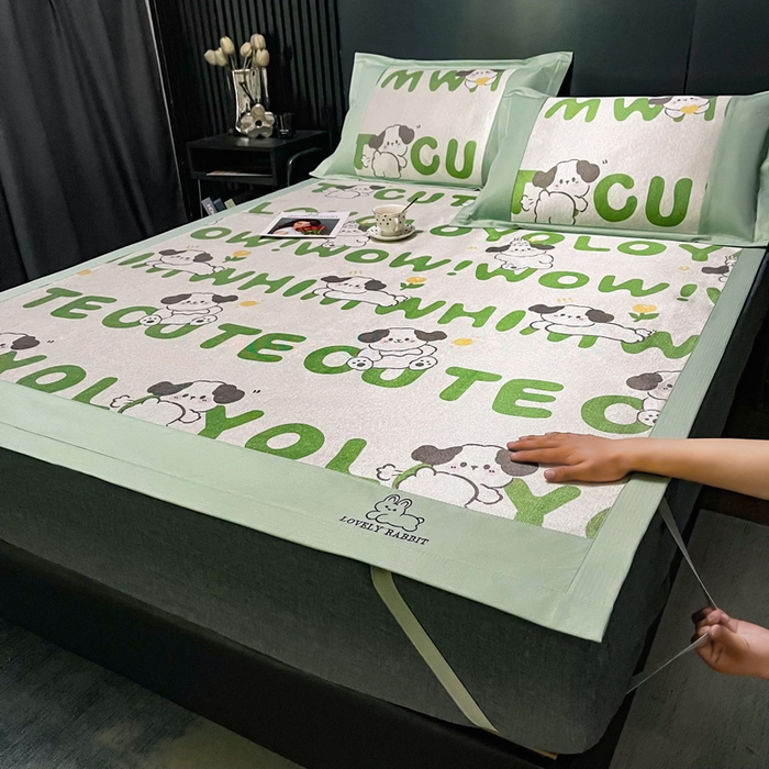 91家纺网 家纺一手货源 找家纺 慕尚家纺 2025新款冰藤席 调皮狗