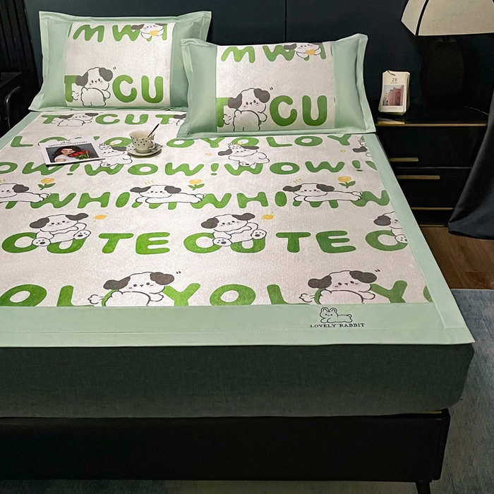 91家纺网 家纺一手货源 找家纺 慕尚家纺 2025新款冰藤席 调皮狗