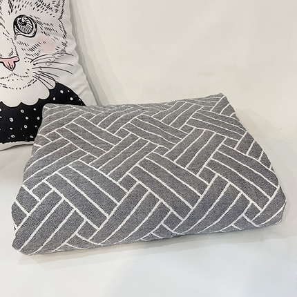 卡奥 2024款花系全棉水洗三层纱毛巾被盖毯毛毯 几何-灰