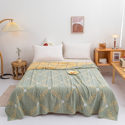 91家纺网 家纺一手货源 找家纺 （总）卡奥 2024款花系全棉水洗三层纱毛巾被盖毯毛毯