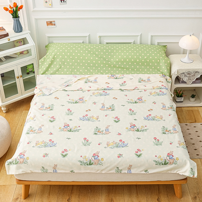 91家纺网 家纺一手货源 找家纺 金丝鸟 2023新款全棉旅行睡袋 温馨小兔