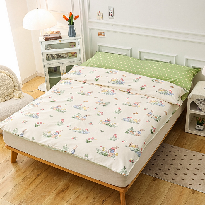 91家纺网 家纺一手货源 找家纺 金丝鸟 2023新款全棉旅行睡袋 温馨小兔