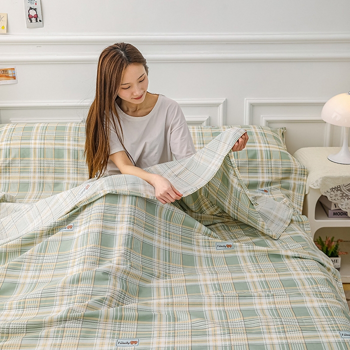 91家纺网 家纺一手货源 找家纺 金丝鸟 2023新款全棉旅行睡袋 微米格