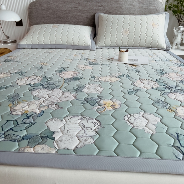 91家纺网 家纺一手货源 找家纺 慕尚家纺 2025新款加厚印花乳胶席凉感丝乳胶凉席 复古生活