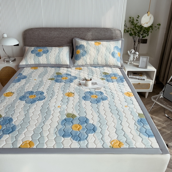 91家纺网 家纺一手货源 找家纺 慕尚家纺 2025新款加厚印花乳胶席凉感丝乳胶凉席 法式花花