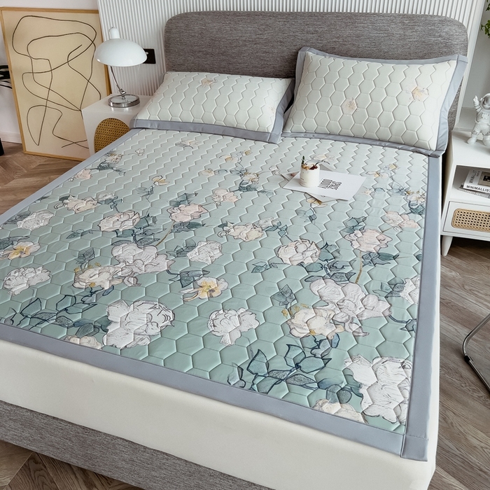 91家纺网 家纺一手货源 找家纺 慕尚家纺 2025新款加厚印花乳胶席凉感丝乳胶凉席 复古生活